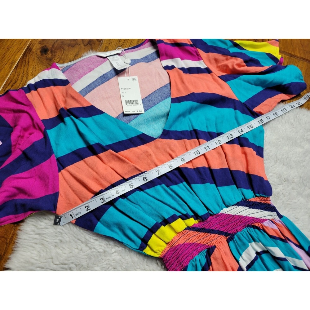 NWT Trina Turk Catch-A-Wave Swimsuit Cover-Up Dress Women's Small Rainbow Stripe - Picture 9 of 9